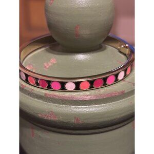 Vera Bradley Thin Bangle Gold Tone Enamel Dots Bracelet Pink Orange White Colors